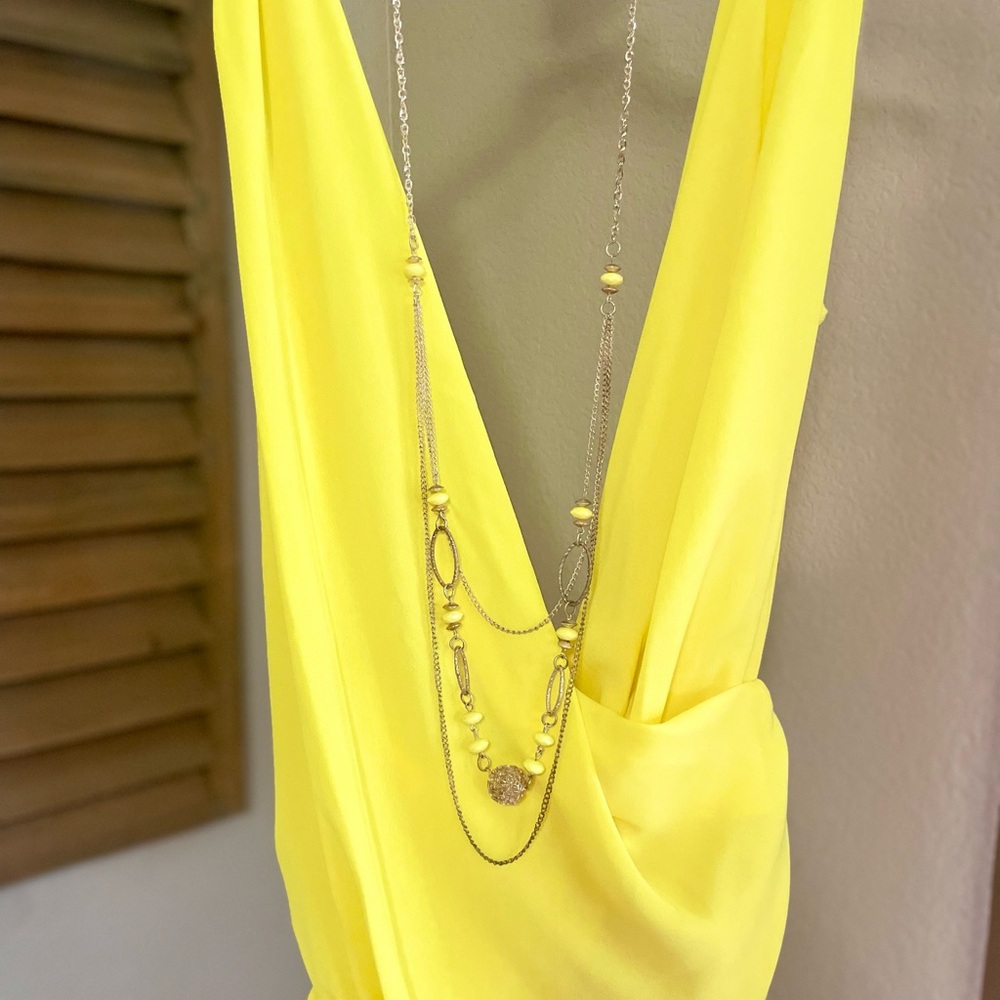 Vibrant Yellow V-neck Blouse